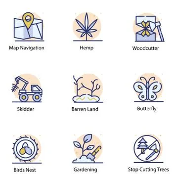 Forestry Management Flat Vectors Pack Stock Illustration