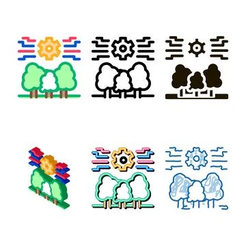 Forestry mechanical gear icon types vector outline Ilustração Stock