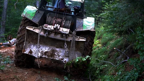 Forestry tractor on work Stock Footage 105376459