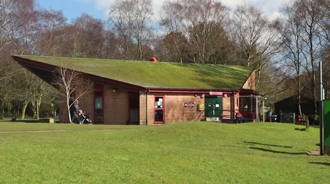 A forestry visitor/information centre on the edge of forest Stock Footage 61345332