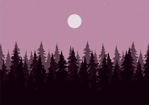 Forests and full moon vector Stock Illustration