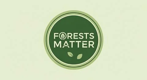 Forests matter circular logo with leaf elements and green tones, emphasizin.. 스톡 일러스트