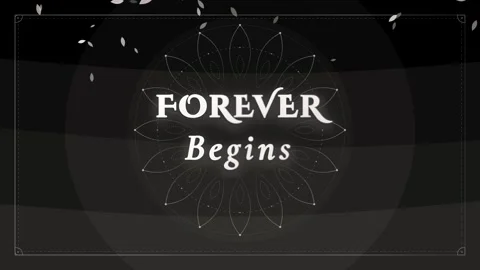 Forever begins with a circular design and flowing leaves in black and Stock Footage 344596328
