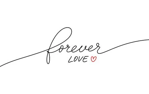 Forever love hand drawn vector romantic quote. Stock Illustration