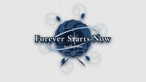 Forever starts now wording with decorative elements and a floral desig Stock Footage 344587717