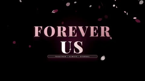 Forever us together always eternal with pink petals on black backgroun Stock Footage 344582530