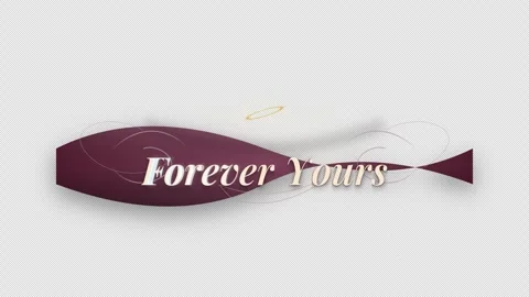 Forever Yours design with elegant fish shape in purple and gold Stock Footage 344570884