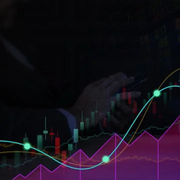 Forex candlestick exchange on black Stock Illustration