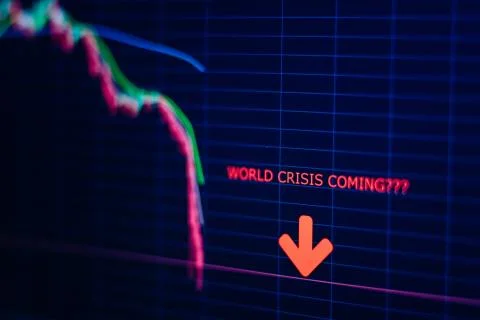 Forex chart stocks falling down crash Stock Photos