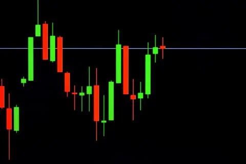 Forex concept : Candlestick chart red green in financial market for trading o Illustrazione stock