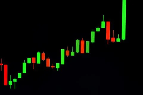 Forex concept : Candlestick chart red green in financial market for trading o Illustrazione stock