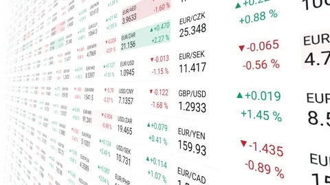 Forex exchange rate board with changing numbers on white Stock-Footage 347362059