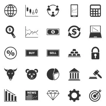 Forex icons on white background Stock Illustration