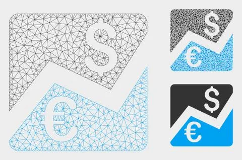Forex Market Chart Vector Mesh Network Model and Triangle Mosaic Icon Stock Illustration