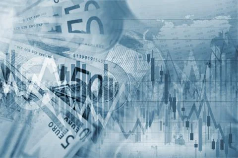 Forex Trading Blue Concept Background Illustration with Forex Graph Stats. Stock Illustration