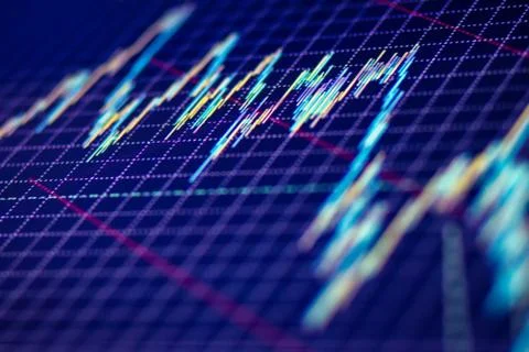 Forex trading chart on computer display Stock Photos