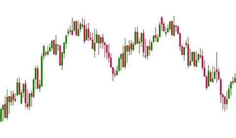 Forex trading chart with green and red candles, stock index. Stock Illustration