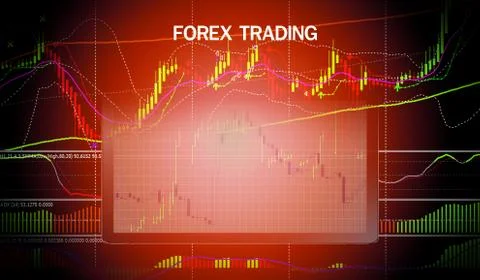 Forex trading / forex charts graph board data on desktop screen technical wth Stock Illustration