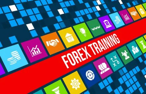 Forex training concept image with business icons and copyspace. Stock Illustration