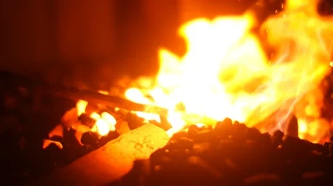 Forge Bursting in Flames Stock Footage 51639682