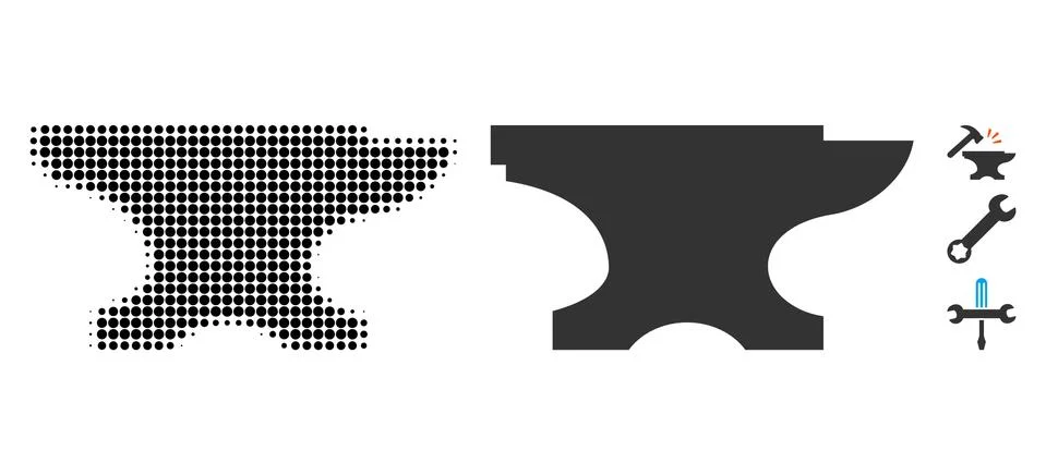 Forge Halftone and Solid Icon Stock Illustration