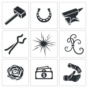 Forge icon collection Stock Illustration