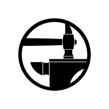 Forge logo. smithy symbol. Hammer and anvil emblem. Vintage sign blacksmith Stock Illustration
