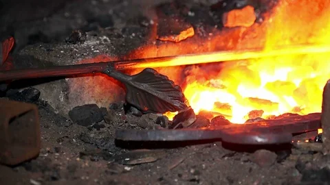 Forge a rose made of metal Video stock 97526285