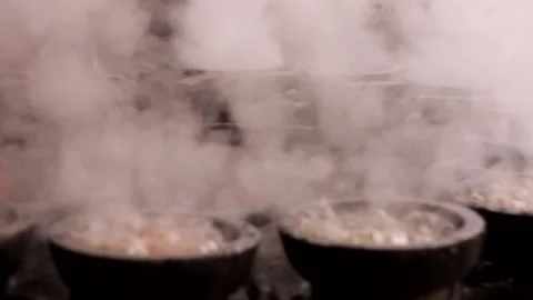 Forge workshop melting steel with cooling process making ride cymbals close up Video stock 237621504