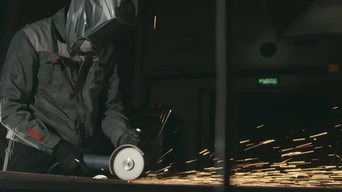 Forge workshop. Smithy manual production. Close up details of sparks, industrial Stock Footage 121810355