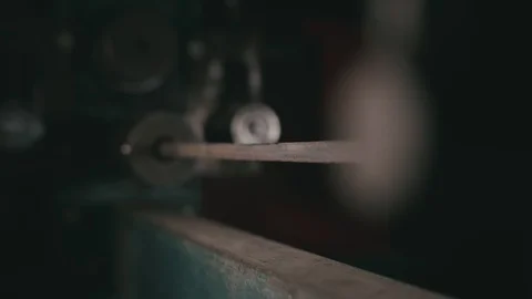 Forge workshop on table. Metal pipe craft electric twist wrought iron machine Stock Footage 120652673