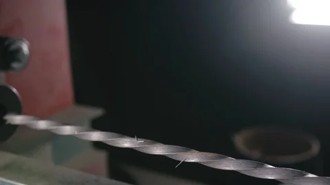 Forge workshop on table. Metal pipe craft electric twist wrought iron machine Stock Footage 121119058