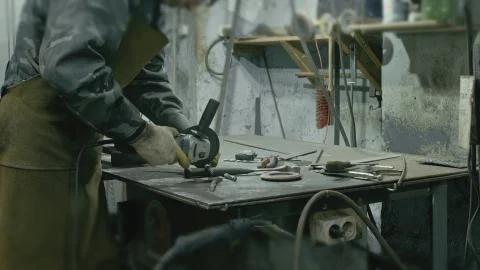 Forge workshop on table. Smithy manual production. Work on the product. Ruler Stock Photos