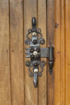 Forged door hinge  work blacksmith Stock Photos