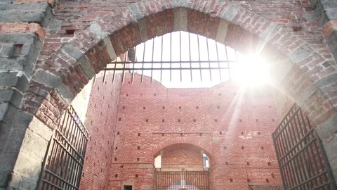 Forged gate to the castle Stock Footage 128732511