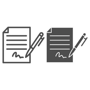 Forged signature line and solid icon, Black bookkeeping concept, Fake contract Stockillustratie