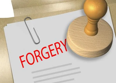 FORGERY - verification concept Illustrazione stock