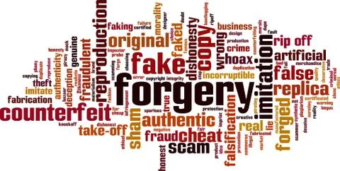Forgery word cloud Stock Illustration