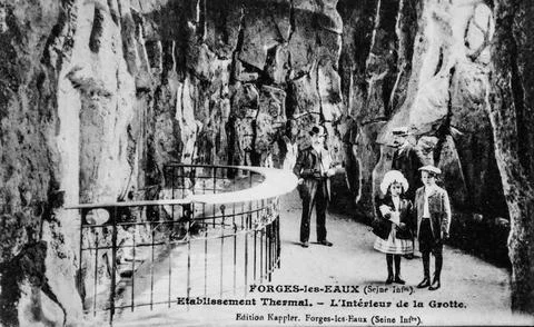 Forges the waters, the interior of the cave, postcard 1900 Stock Illustration