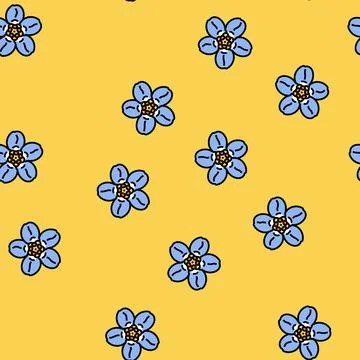 Forget me not flower spring vector seamless pattern 스톡 일러스트