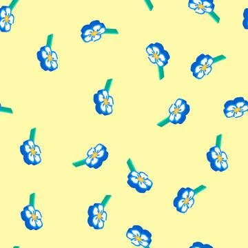 Forget me not flower spring isometric icon seamless pattern Stock Illustration