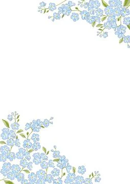 Forget-me-not hand drawn corner frame Stock Illustration