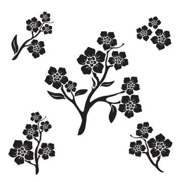 Forget-me-not (myosotis) graphic flowers Stock Illustration