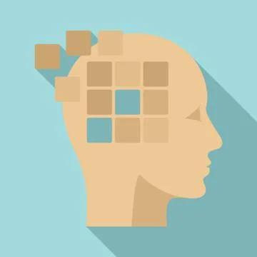 Forget memory alzheimer icon, flat style 스톡 일러스트