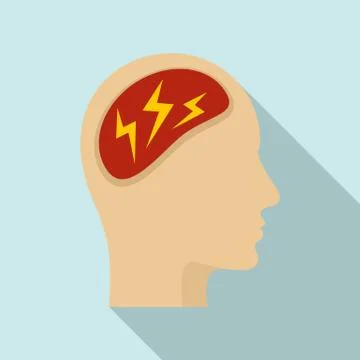 Forget memory disease icon, flat style 스톡 일러스트