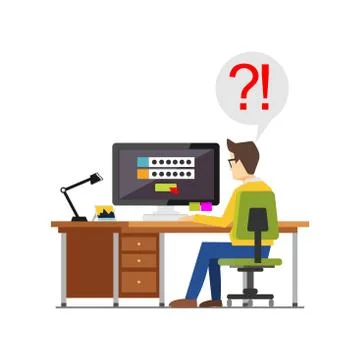 Forget username and password concept. Trying to log in to access desktop illu Stock Illustration