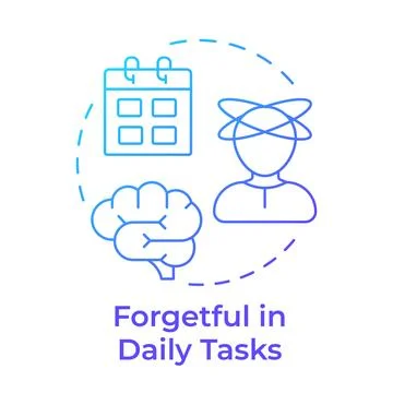 Forgetful in daily tasks blue gradient concept icon Stock Illustration