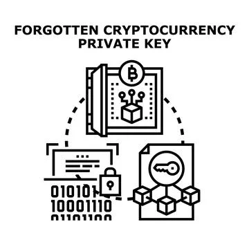 Forgetting digital key access to cryptocurrency and blockchain assets Stock Illustration