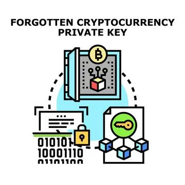 Forgetting digital key access to cryptocurrency and blockchain assets Stock Illustration