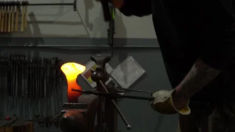 Forging of Axe Head on an Anvil in a Forge Stock Footage 255408991